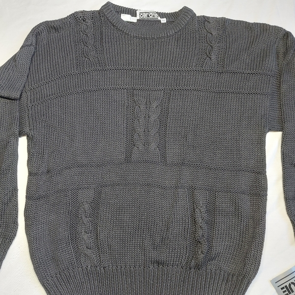 Vintage Oblique Black Crew Neck Knit Sweater, Medium, NWT - Picture 2 of 10